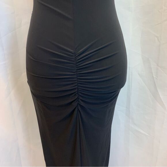 HOT miami styles black ruched sweetheart gold choker bodycon cocktail dress Sz M - Picture 8 of 15